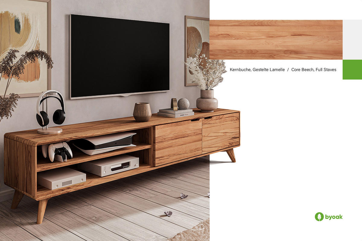 GREG HIFI-SCHRANK Kernbuche - Kernbuche, Holz (220/48/40cm) - byoak