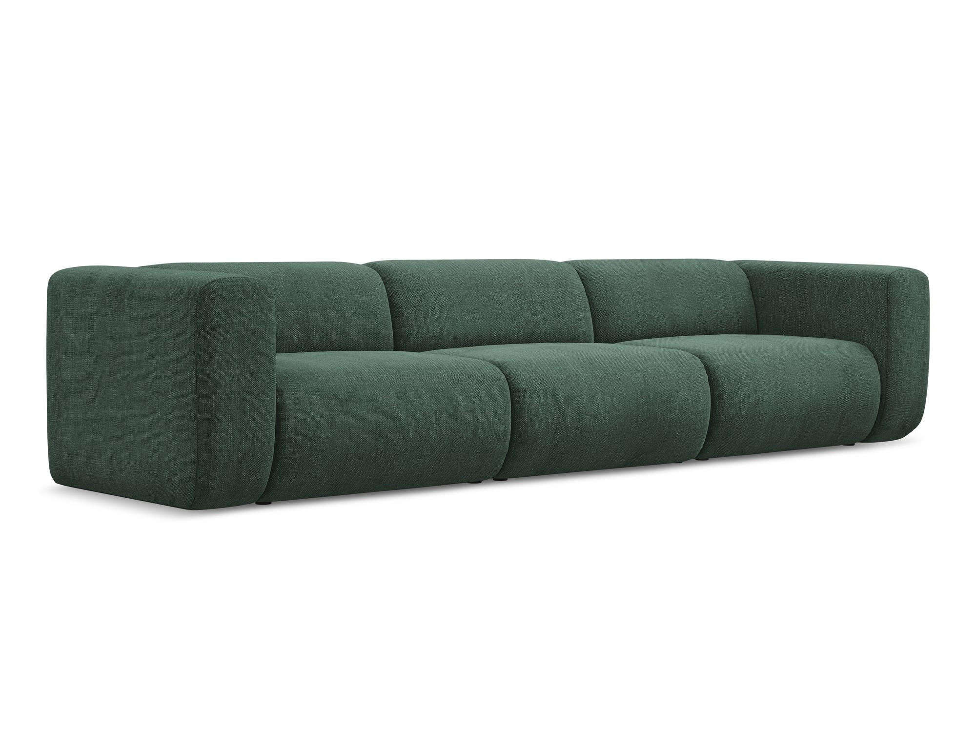 4-SITZER-SOFA Chenille Stoff Grün - Schwarz/Grün, Kunststoff/Textil (319/70/89cm) - Makamii