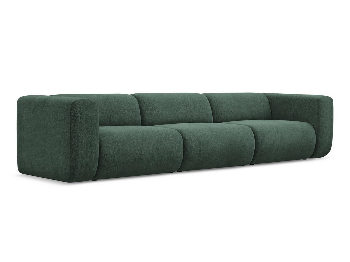 4-SITZER-SOFA Chenille Stoff Grün - Schwarz/Grün, Kunststoff/Textil (319/70/89cm) - Makamii