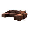 WOHNLANDSCHAFT MADISON U Braun Plüsch-Stoff mit Schlaffunktion - Braun, Holz (311/82/145cm) - MASSENO