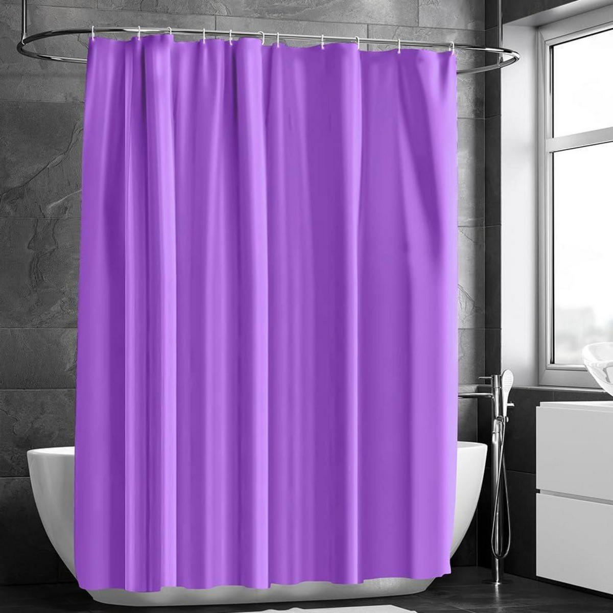 DUSCHVORHANG 180 x 180 cm Lila PEVA Wasserdicht Schnelltrocknend Set - Lila, Kunststoff (180/180cm)