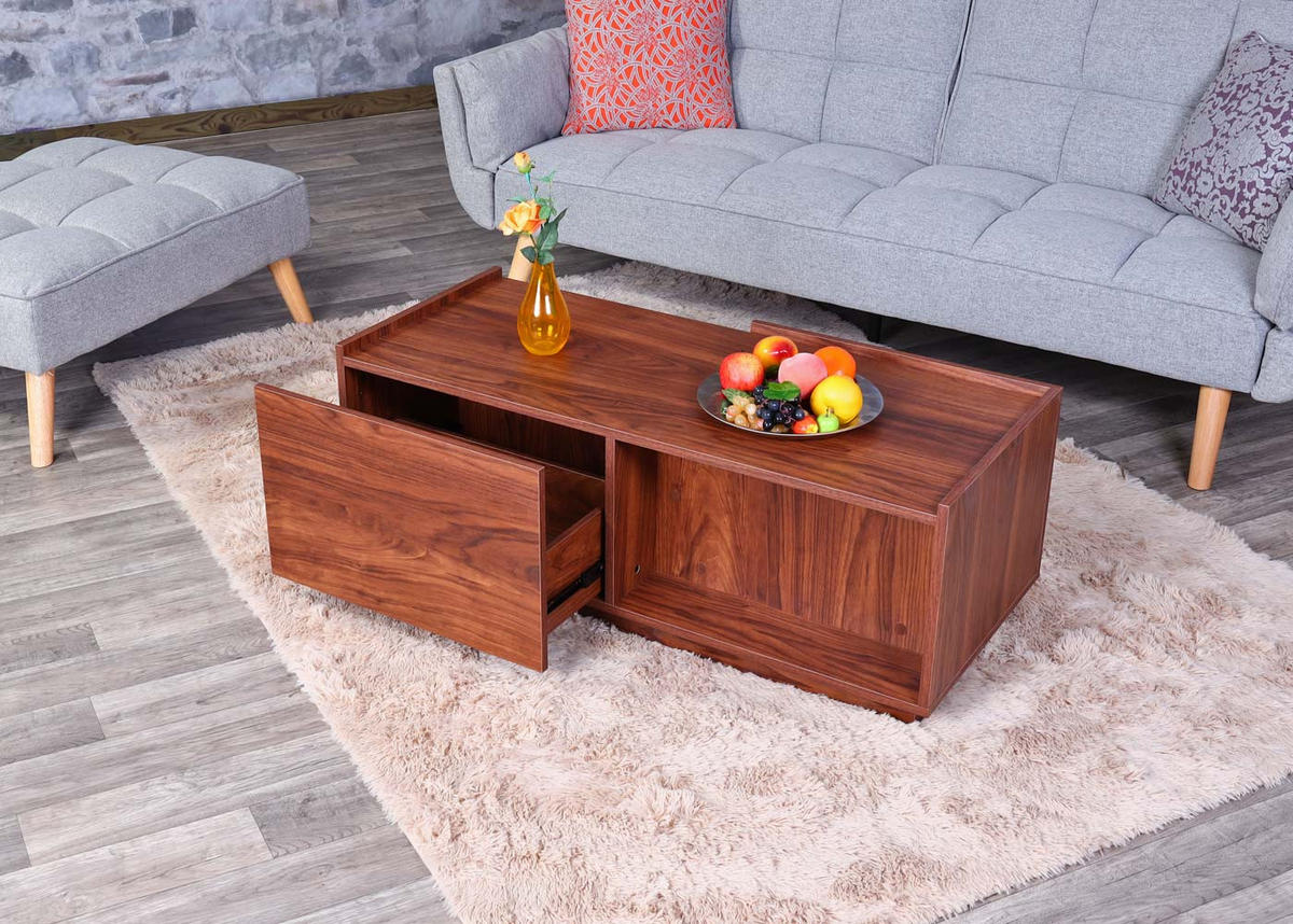 COUCHTISCH rechteck Walnuss Dekor - Walnussfarben, Holz (50/110/40cm) - MCW