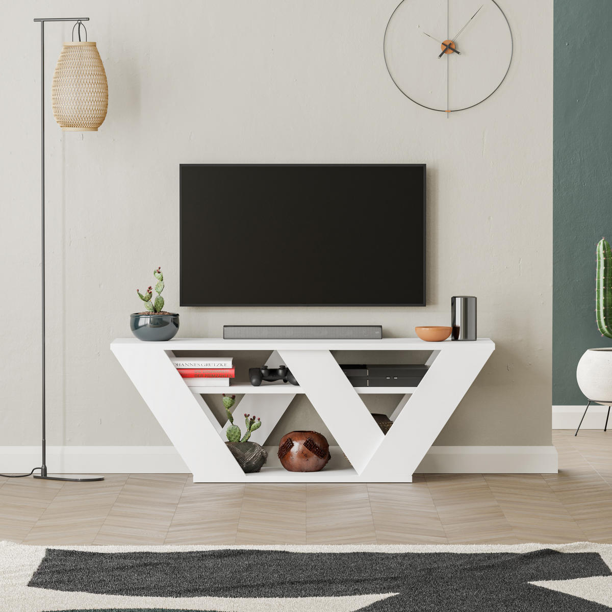 TV-LOWBOARD Pipralla Weiß 110/30/40 cm - Weiß, Holzwerkstoff (110/40/30cm) - Decortie
