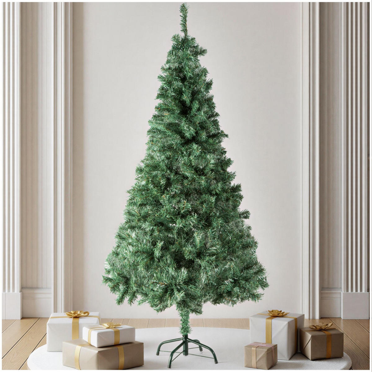 WEIHNACHTSBAUM , inklusive Metallständer mit Kunststoffkappen, grün - Grün, Kunststoff (180cm) - tectake