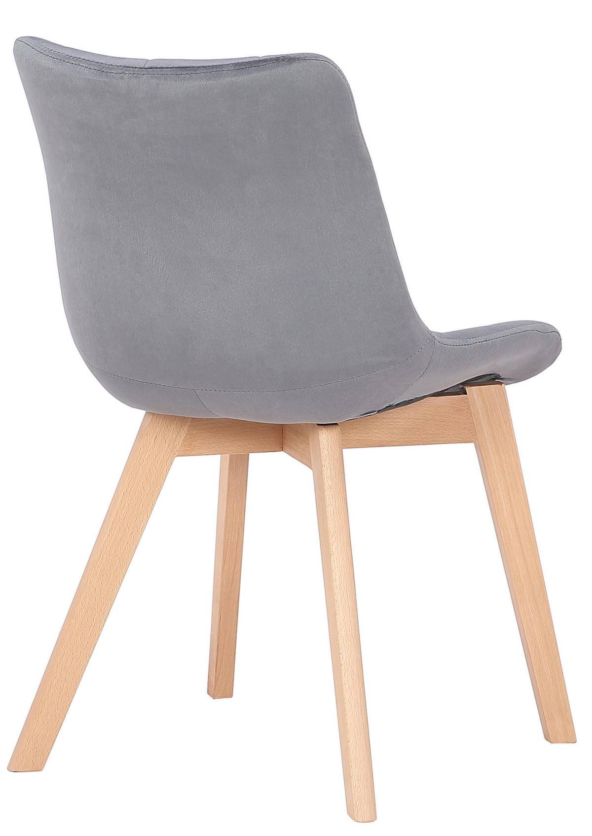 STUHL 2er Set Samt Grau - Eukalyptusholzfarben/Grau, Holz/Textil (46/82/61cm) - CLP