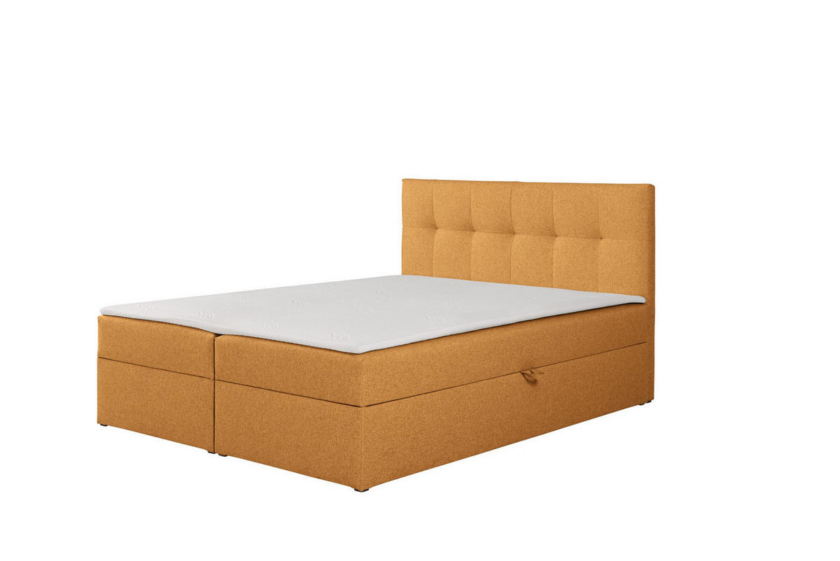 BOXBETT Toronto 140x200 Bonell-Matratze H3 und Topper - Silberfarben/Orange, Holz/Holzwerkstoff (140/200cm) - Ravio