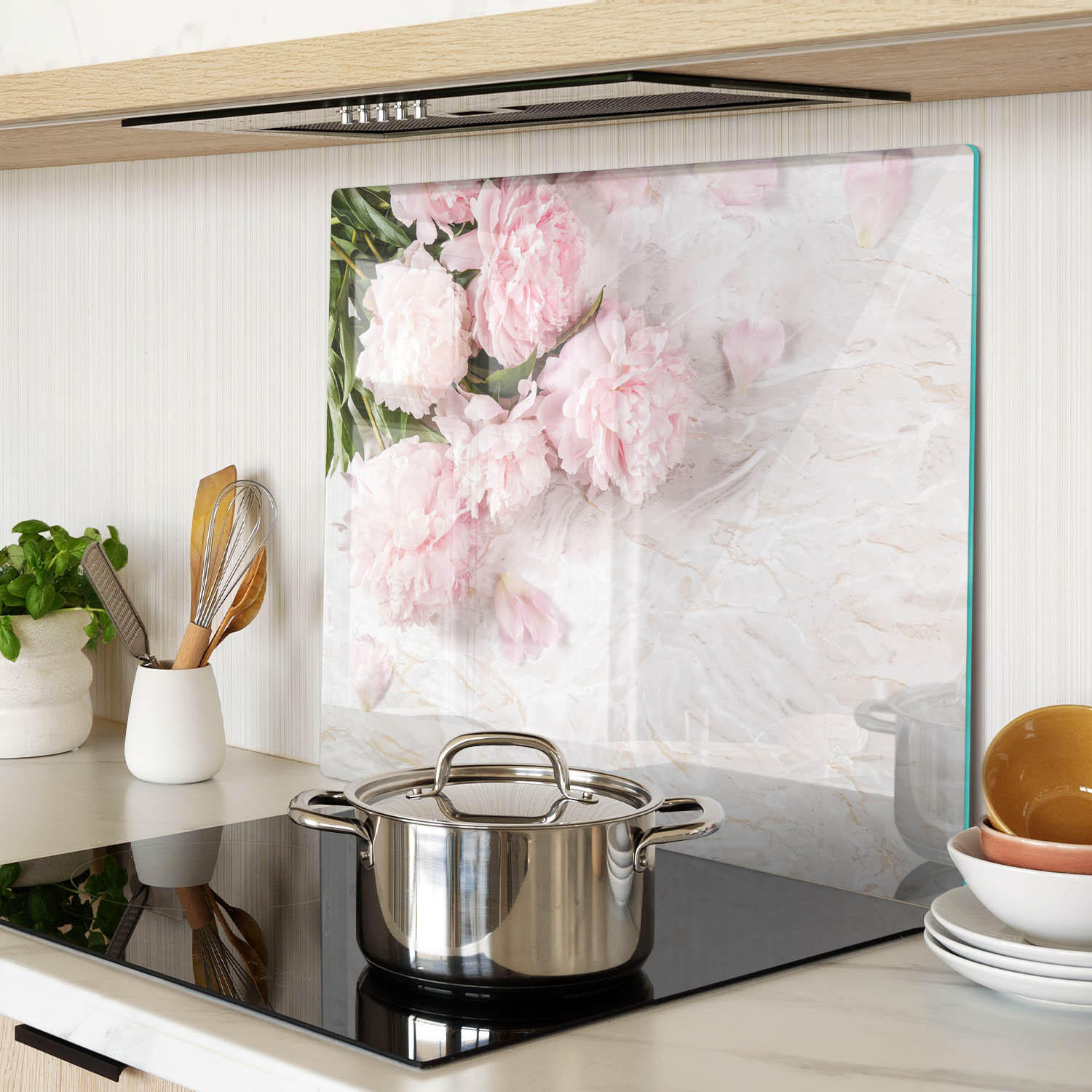 GLASPLATTE 60x52 cm Pfingstrosen - Pink, Glas (60/0.4/52cm) - TULUP