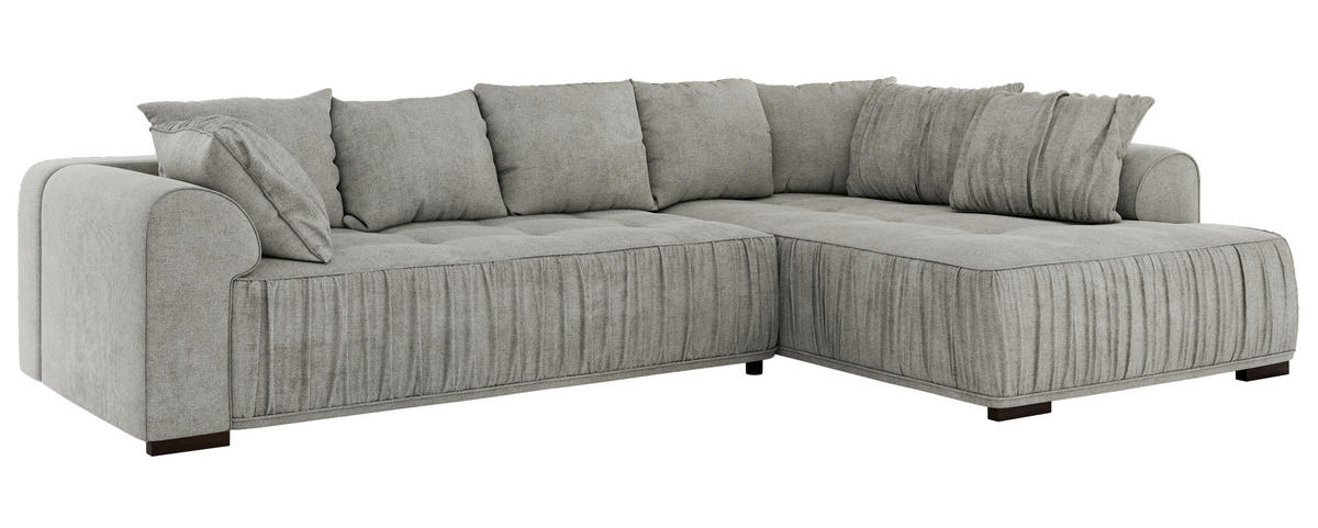 ECKSOFA ORTA Hellgrau Stukture - Rechts - Hellgrau/Schwarz, Textil (200/325cm) - MKS
