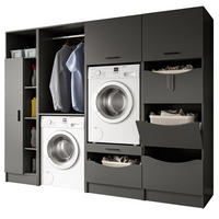 WASCHMASCHINENSCHRANK grau Set 4-teilig 242 x 196 cm, XXXL mit viel Stauraum - Schwarz/Grau, Holzwerkstoff/Kunststoff (242/196/68cm) - Inn.Furn