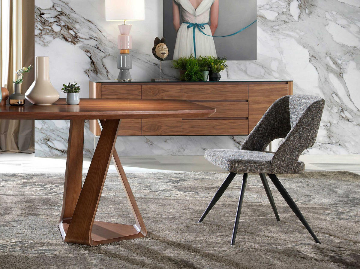 STUHL Drehbar aus grauem Stoff 53/61/82 cm - Schwarz/Grau, Textil/Metall (53/82/61cm) - ANGEL CERDA