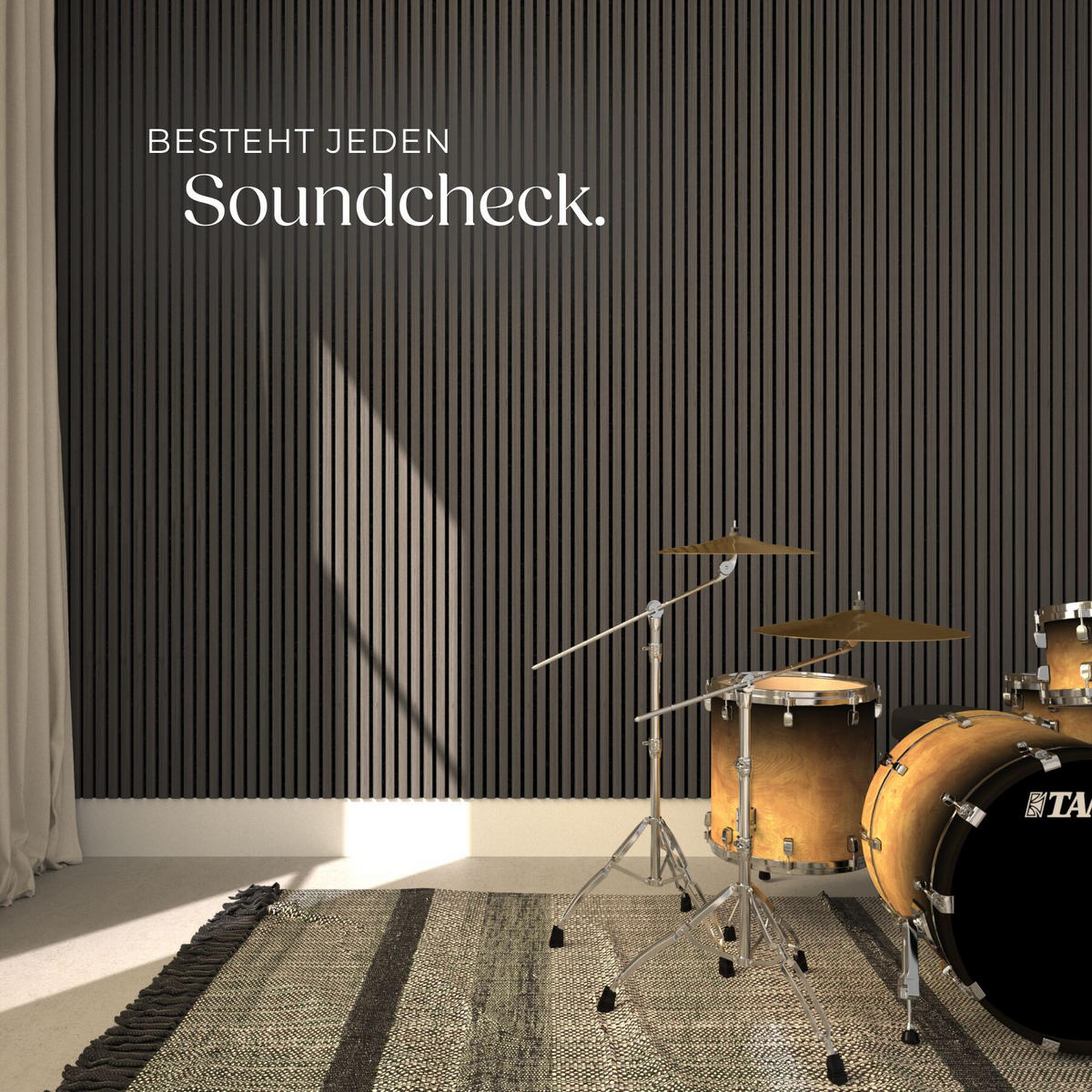 AKUSTIKPANEELE 4er Set Sonic Wall II, Holzoptik, MDF Echtholzfurnier, Schallabsorption, eiche grau, Größe flexibel anpassbar - Grau/Silbereichenfarben, Holz (50/1.8/110cm) - tectake