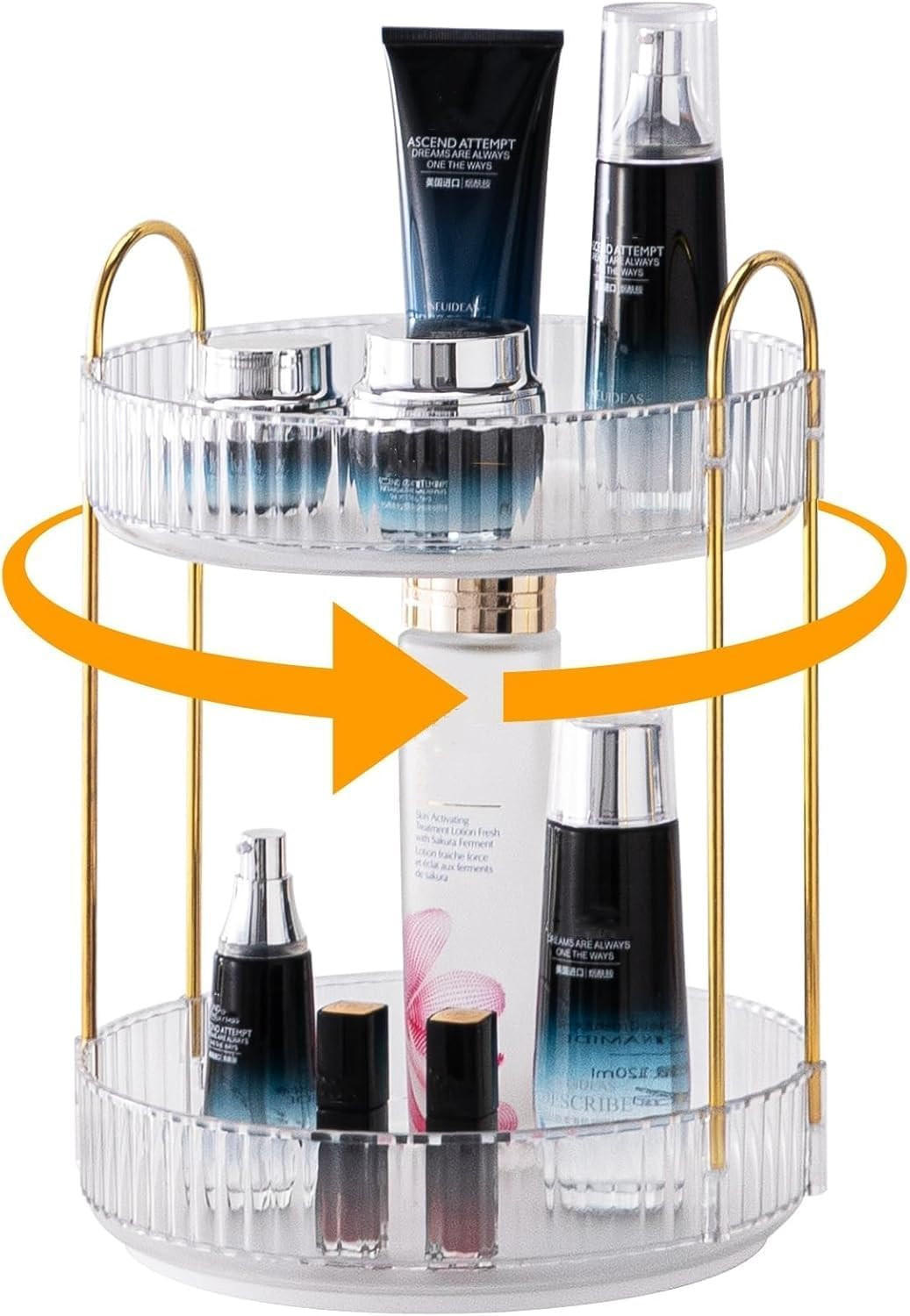 KOSMETIK-ORGANIZER, drehbar, 2-stöckig,Transparent,23/23/32cm - Transparent, Kunststoff (23.5/10.5/23.5cm)