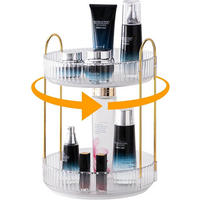 KOSMETIK-ORGANIZER, drehbar, 2-stöckig,Transparent,23/23/32cm - Transparent, Kunststoff (23.5/10.5/23.5cm)
