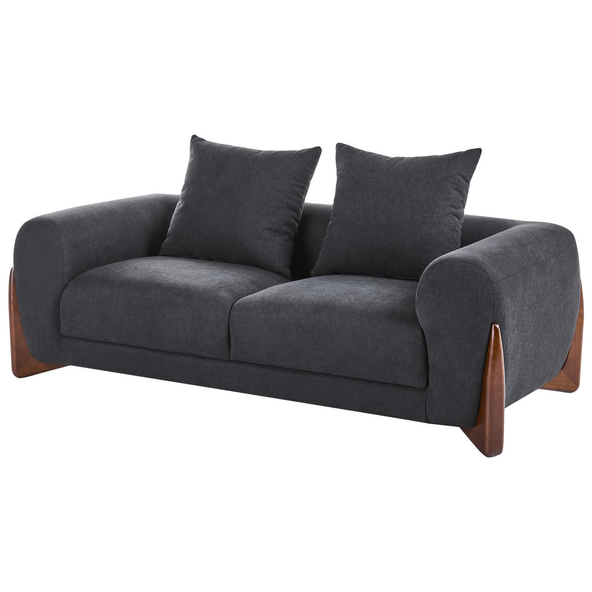 2-SITZER-SOFA Schwarz Vinliden - Schwarz/Braun, Textil (180/62/87cm) - Beliani