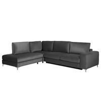 ECKSOFA mit Ottomane - Chromfarben/Anthrazit, Textil/Metall (302/1cm) - home24