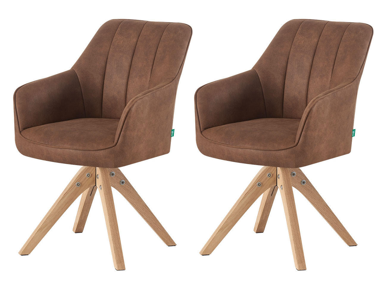 ESSZIMMERSTUHL THOMAS-ELLY 2er-Set 360°drehbar - Braun, Holz/Textil (57/85/62cm) - DUBI Möbel