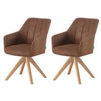 ESSZIMMERSTUHL THOMAS-ELLY 2er-Set 360°drehbar - Braun, Holz/Textil (57/85/62cm) - DUBI Möbel