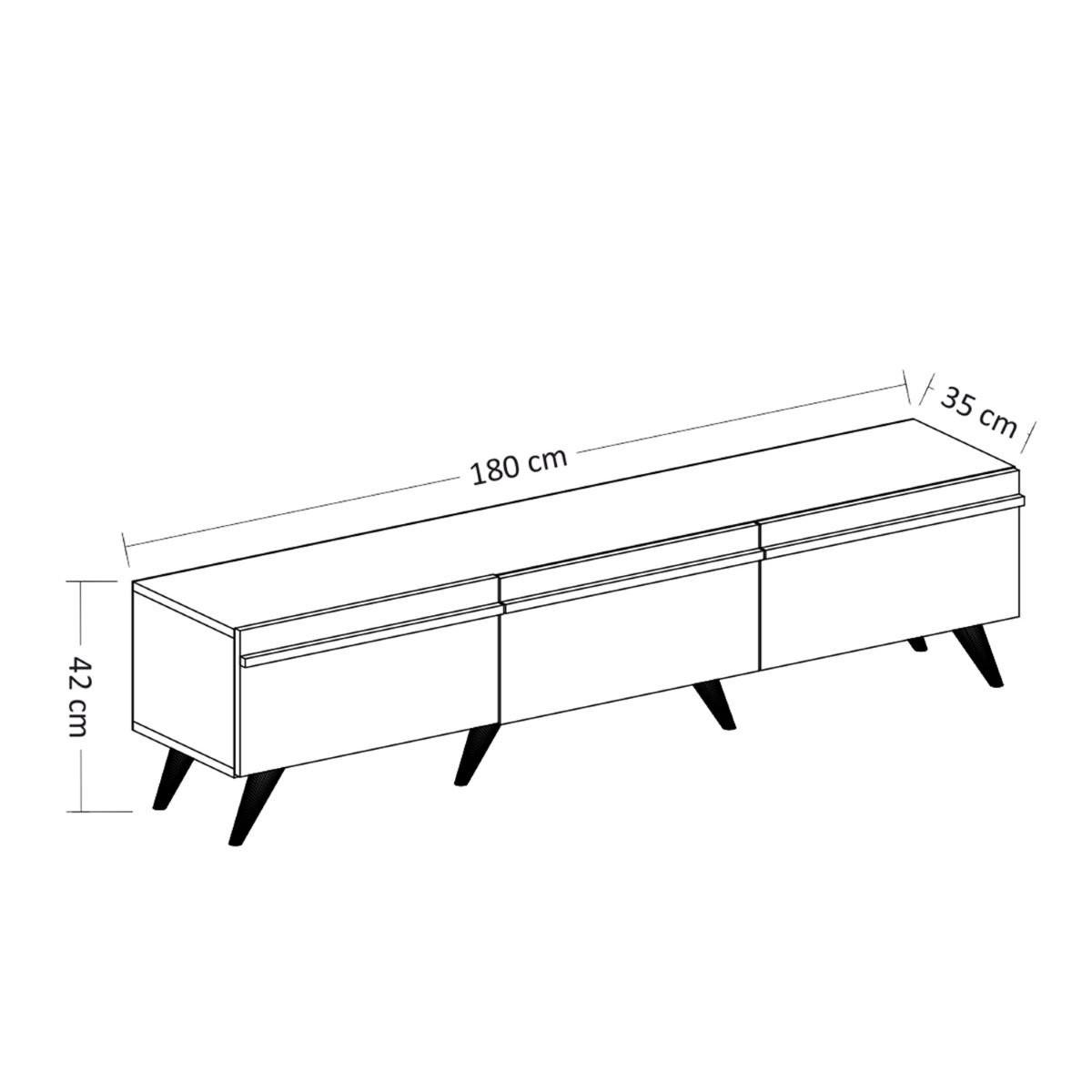 TV-MÖBEL 3 Türen Anthrazitgrau L180 cm - Amsterdam - Anthrazit, Holzwerkstoff (35/42/180cm) - Calicosy