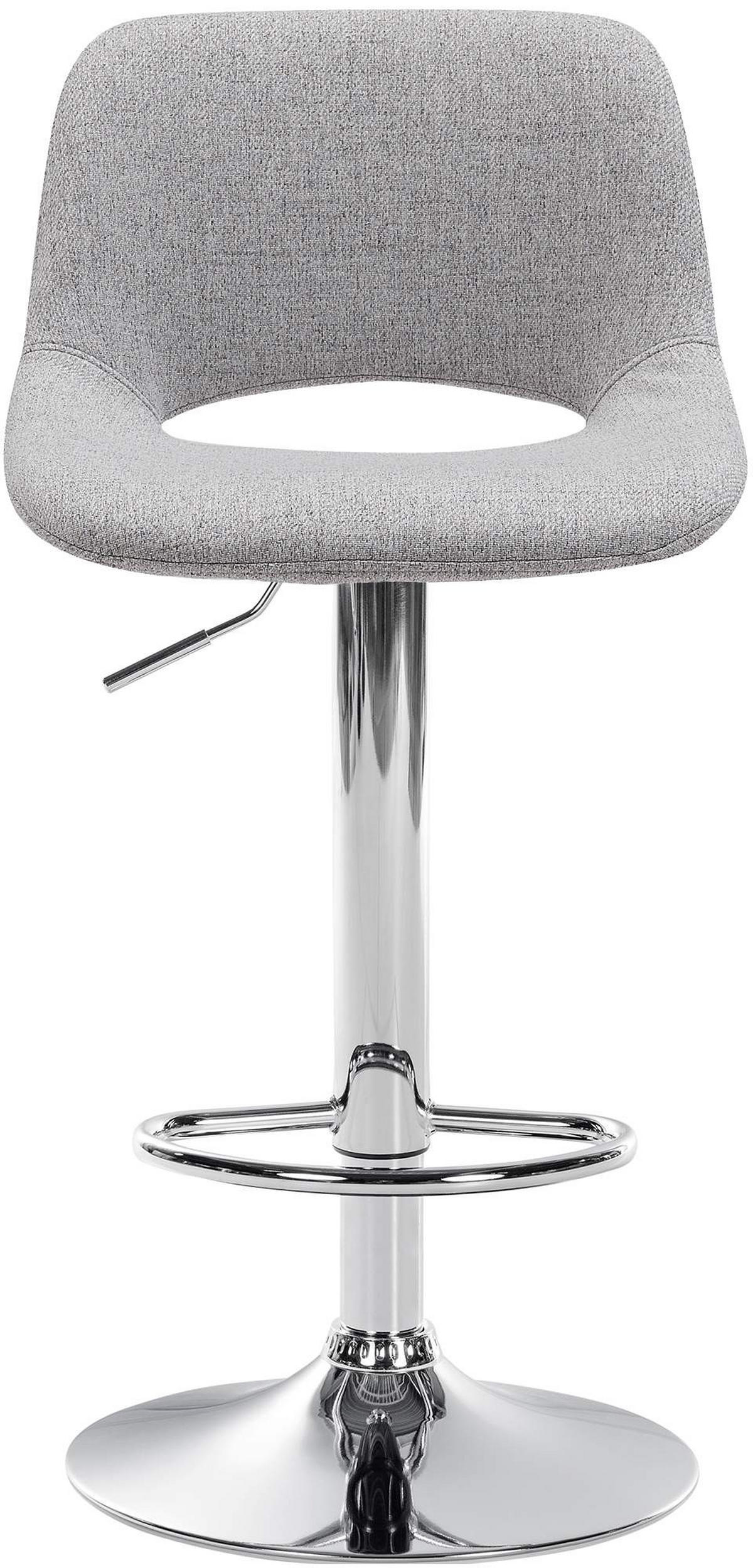 BARHOCKER JAKSON Hellgrau Stoff Chrom - Hellgrau, Textil/Metall (42/86/46cm) - DELUKE