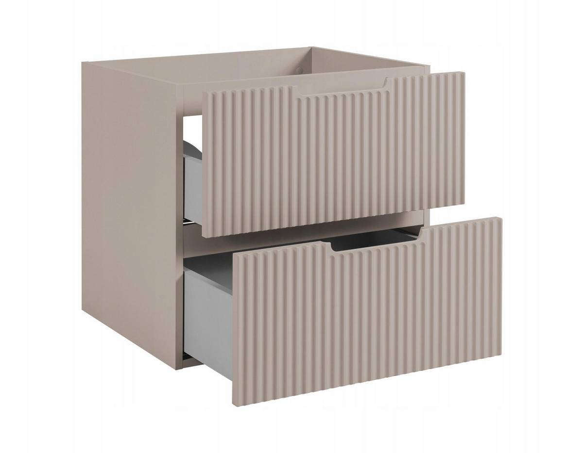 WASCHBECKUNTERSCHRANK VENA 120 cm mit Arbeitsplatte Farbe: Eiche Craft gerillte Vorderseite Kaschmir - Kaschmir/Eichefarben, Holzwerkstoff (120/58/46cm) - Rodan