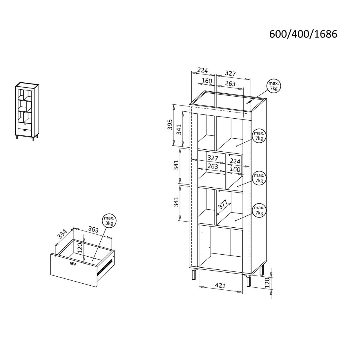 BÜCHERREGAL Monta mit 2 Schubladen, Weiß - Weiß, Holzwerkstoff (60/169/40cm) - Beautysofa