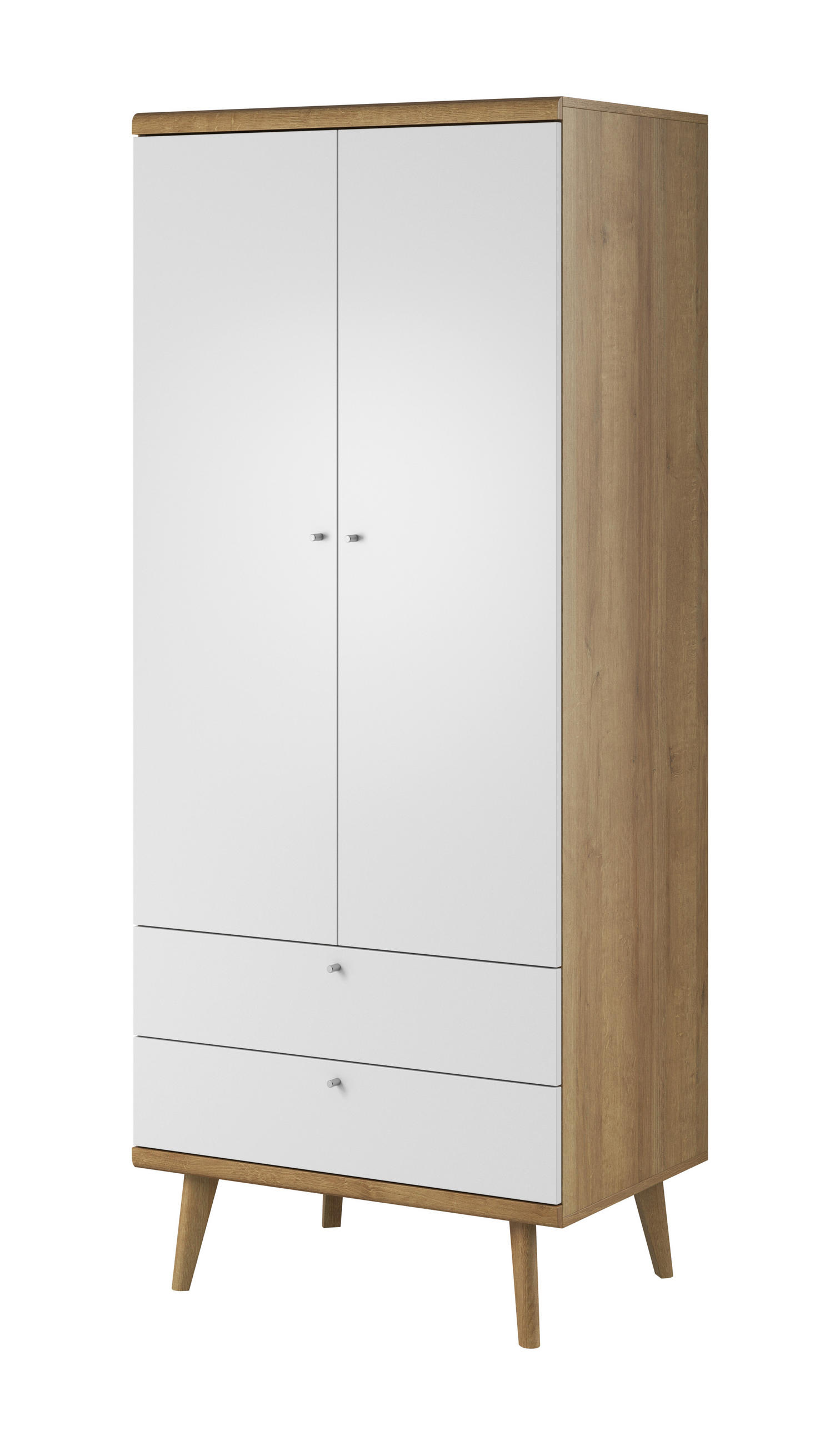 DREHTÜRENSCHRANK PRIMARIO 80/197/56 cm 2-türig Eichefarben - Eichefarben/Weiß, Holzwerkstoff (80/197/56cm) - MASSENO