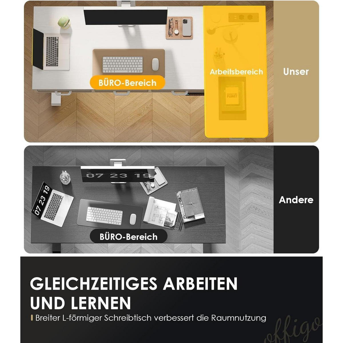 ECKSCHREIBTISCH höhenverstellbar 160 x 80 cm Weiß mit 4 Schubladen - Weiß, Holzwerkstoff (80/160/78cm)