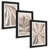 BILDER SET 3er Set - 20x30 cm Schwarzer Rahmen - Abstrakte Pflanzenmuster - Schwarz, Kunststoff (20/30cm) - TULUP