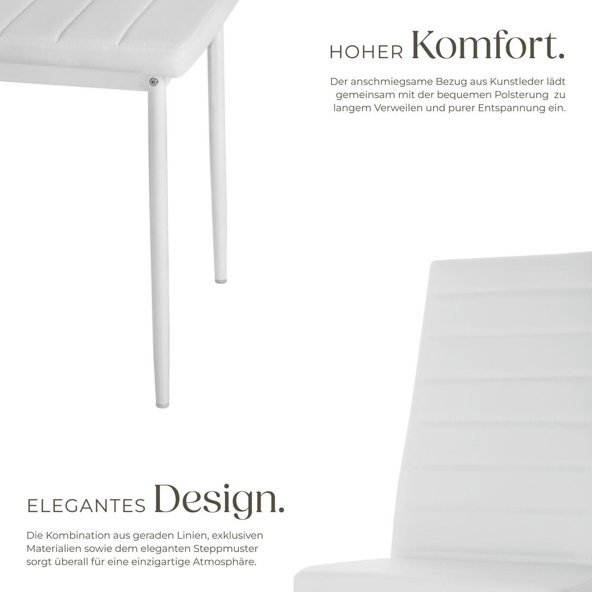 ESSZIMMERSTUHL 8er Set Thomas 41 x 45 x 98 5 cm weiß - Weiß, Textil (48/98.5/45cm) - tectake