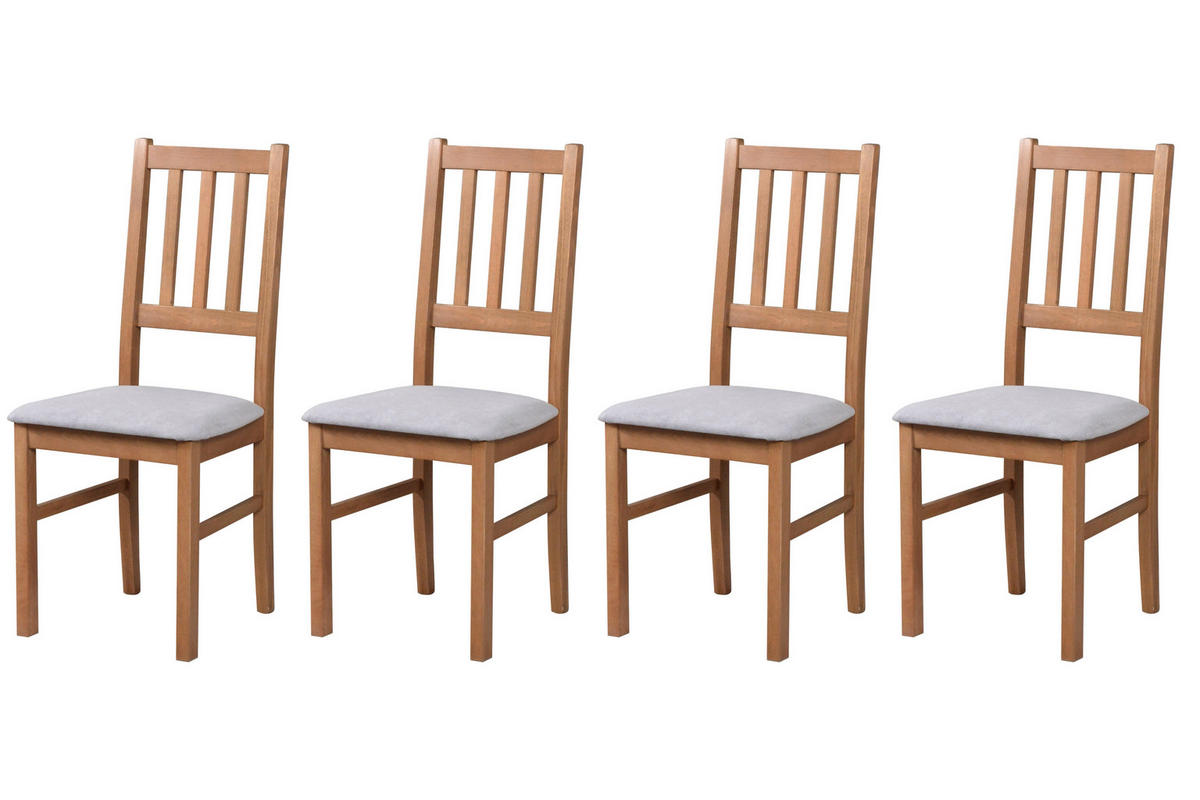 STUHL Bos 4 (4er Set) - Hellbraun/Cappuccino, Holz (43/94/40cm) - Leaf Design