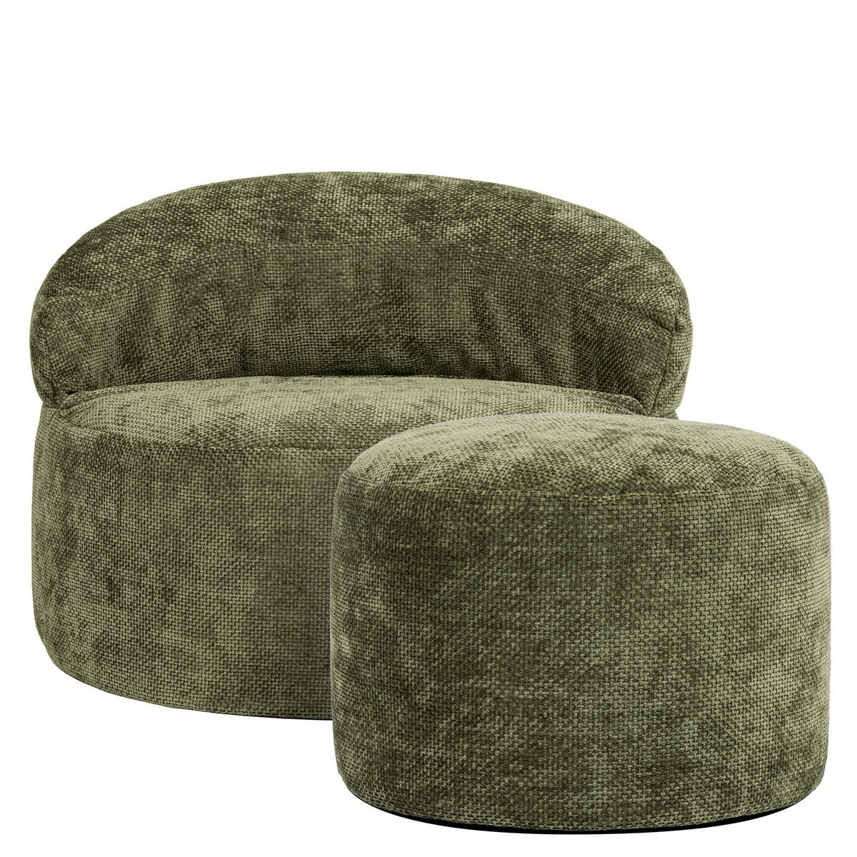 SITZSACK mit rundem Hocker Orb - Olivgrün, Textil (86/61/86cm) - icon