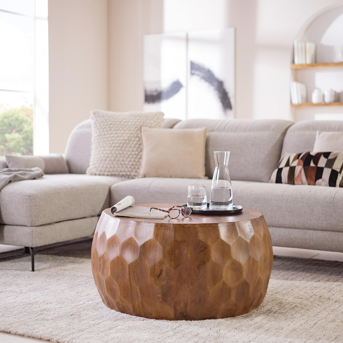 MASSIVER COUCHTISCH - Mango - Naturfarben, Holz (80/80/38cm) - home24