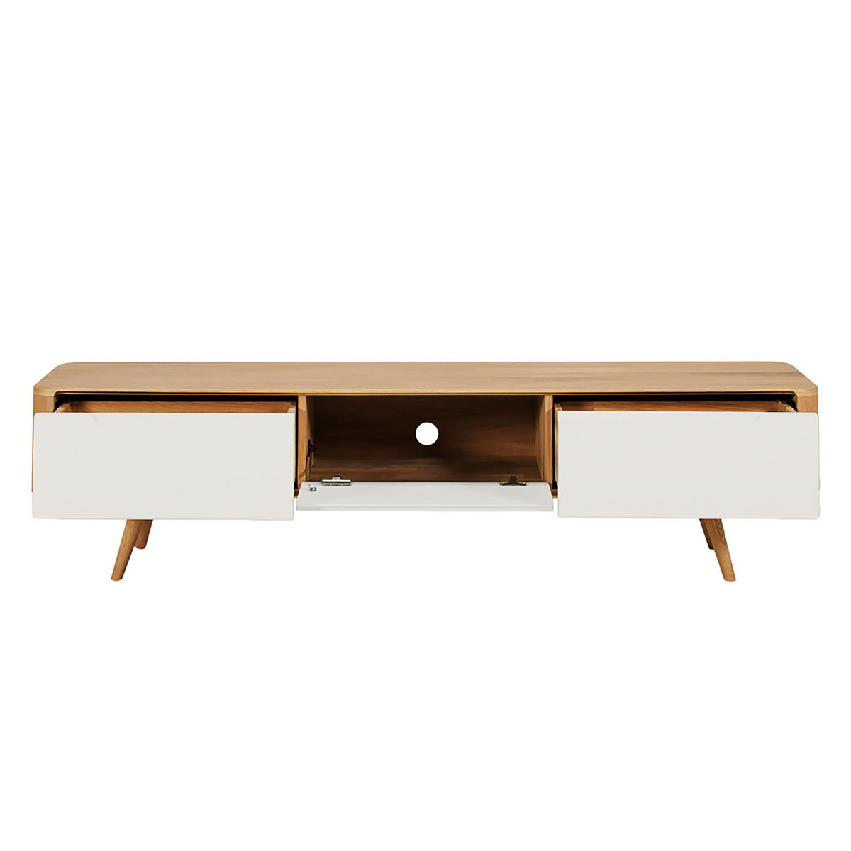 TV-LOWBOARD - Wildeiche teilmassiv - Wildeiche/Weiß, Holzwerkstoff (180/45/42cm) - home24