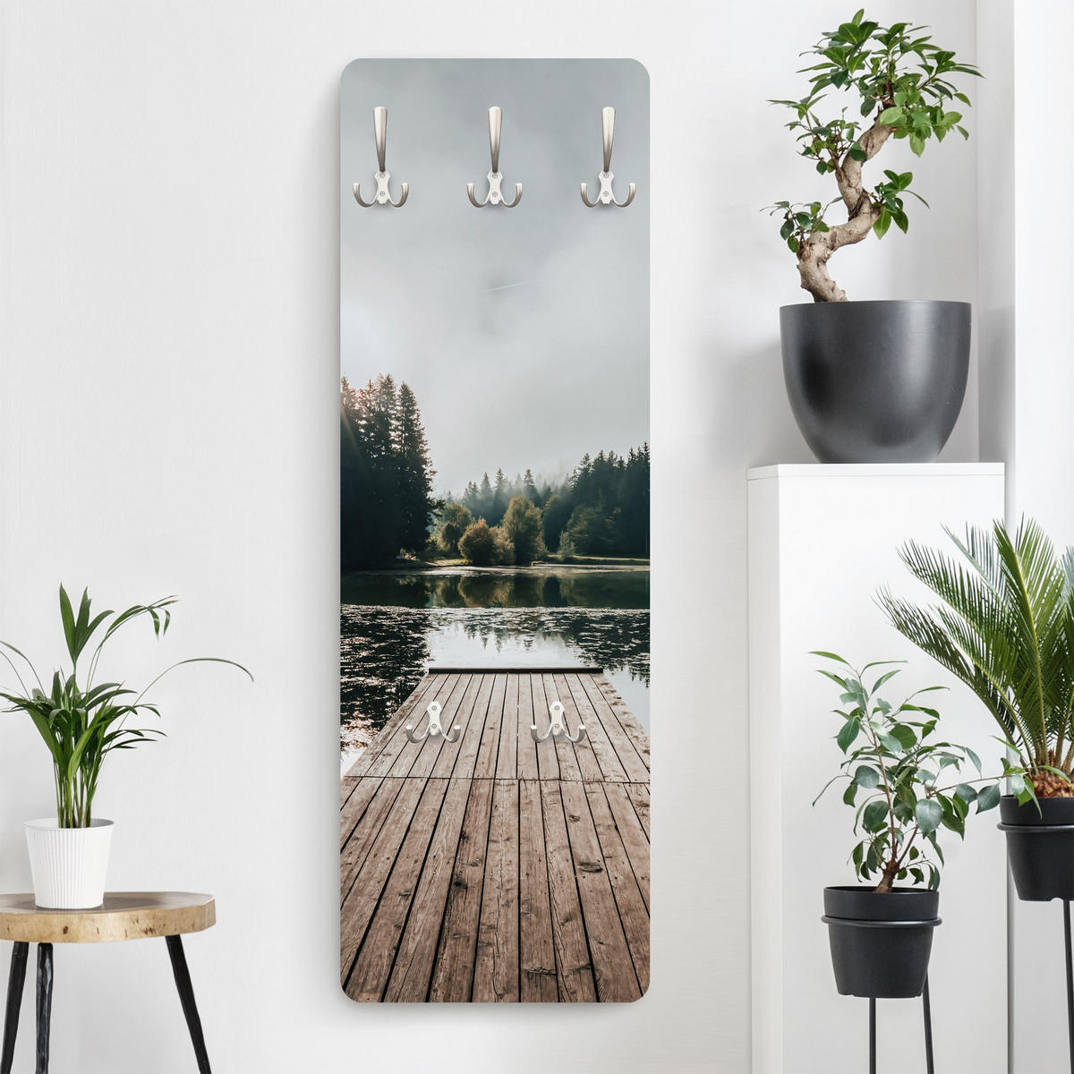WANDGARDEROBE - Steg am Waldsee 34/105 cm - Grün, Holzwerkstoff (34/105/1.6cm) - Bilderwelten