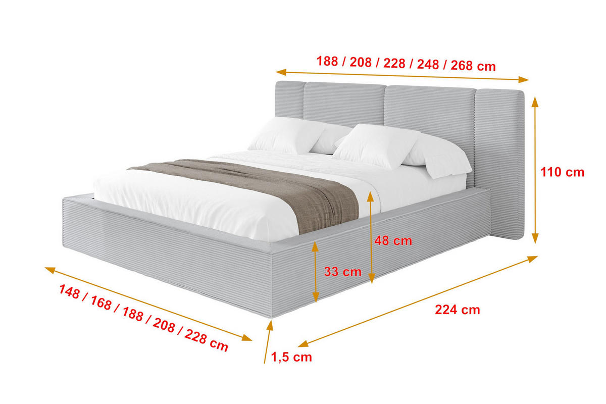 POLSTERBETT mit Bettkasten und Lattenrost, Boxbett ohne Matratze - RIVO 200x200 Grau - Anthrazit, Holzwerkstoff/Textil (200/200cm) - ALTDECOR