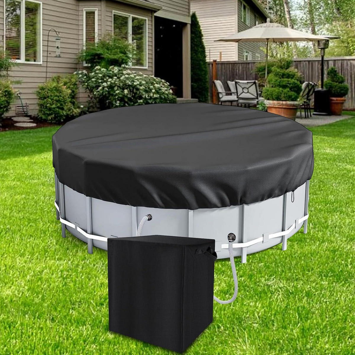 POOLPUMPENABDECKUNG 86 x 84 x 61 cm Oxford Wasserdicht - Schwarz, Textil (84/86cm)