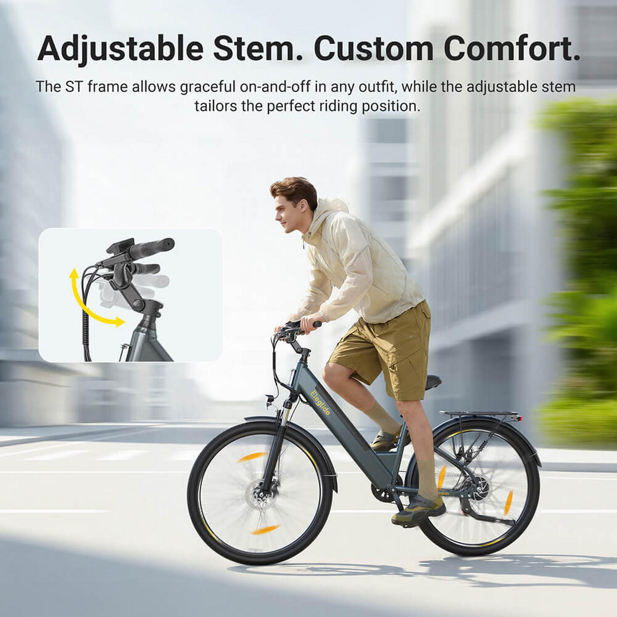 E-BIKE Eleglide T1 ST – Extensive 100 km Reichweite herausnehmbarer Akku - Grau, Metall (25cm)