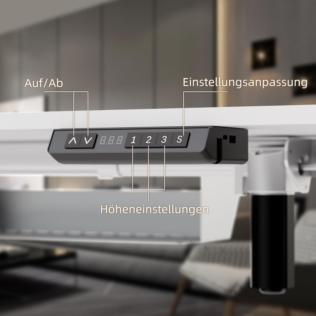 SCHREIBTISCH höhenverstellbar 70 - 120 cm - Weiß, Metall (120/60/120cm) - HOMAVO