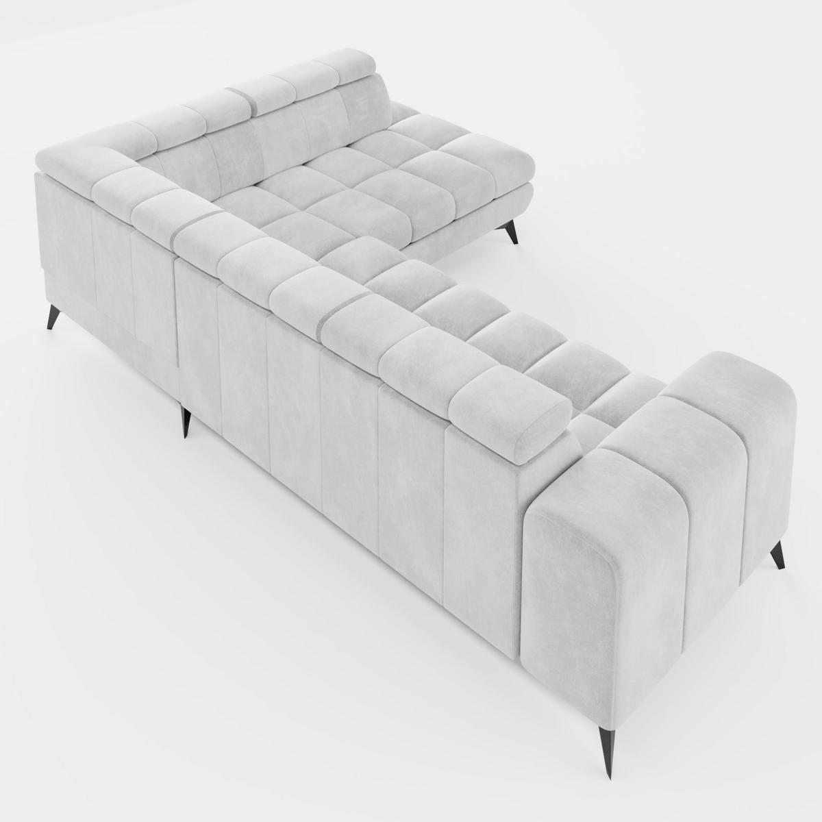ECKSOFA CANDY CANE Rechts Gelb Velours-Stoff mit Schlaffunktion und Bettkasten - Gelb, Textil (264/192cm) - Barchello