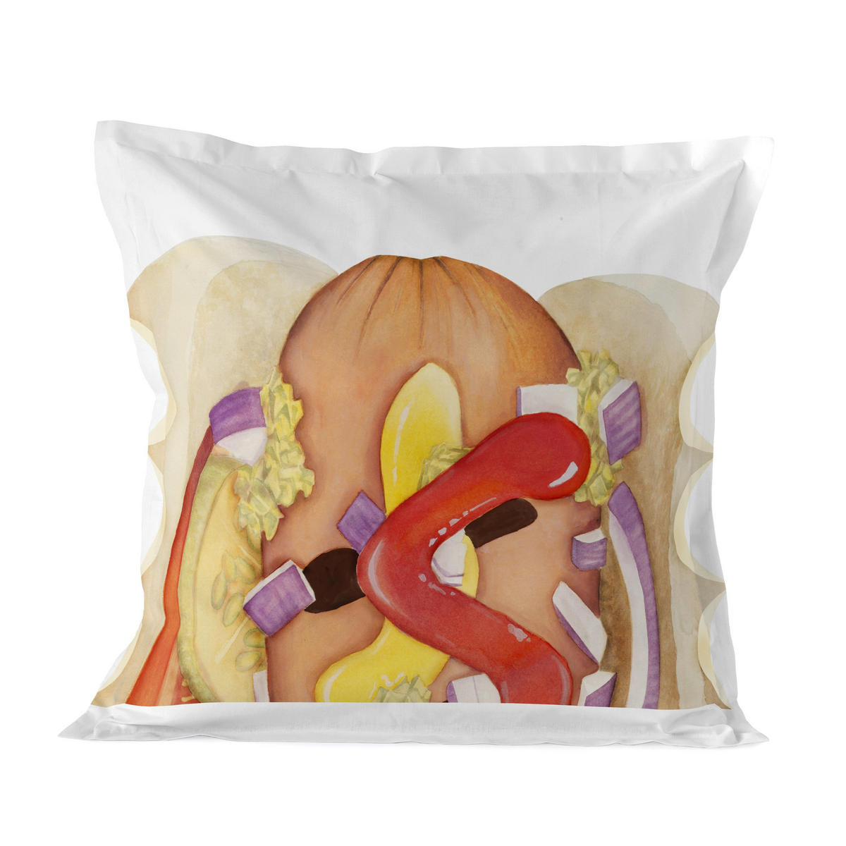 KISSENBEZUG hotdog 50x75 cm mehrfarbig - Multicolor, Textil (50/75cm) - Happy Friday