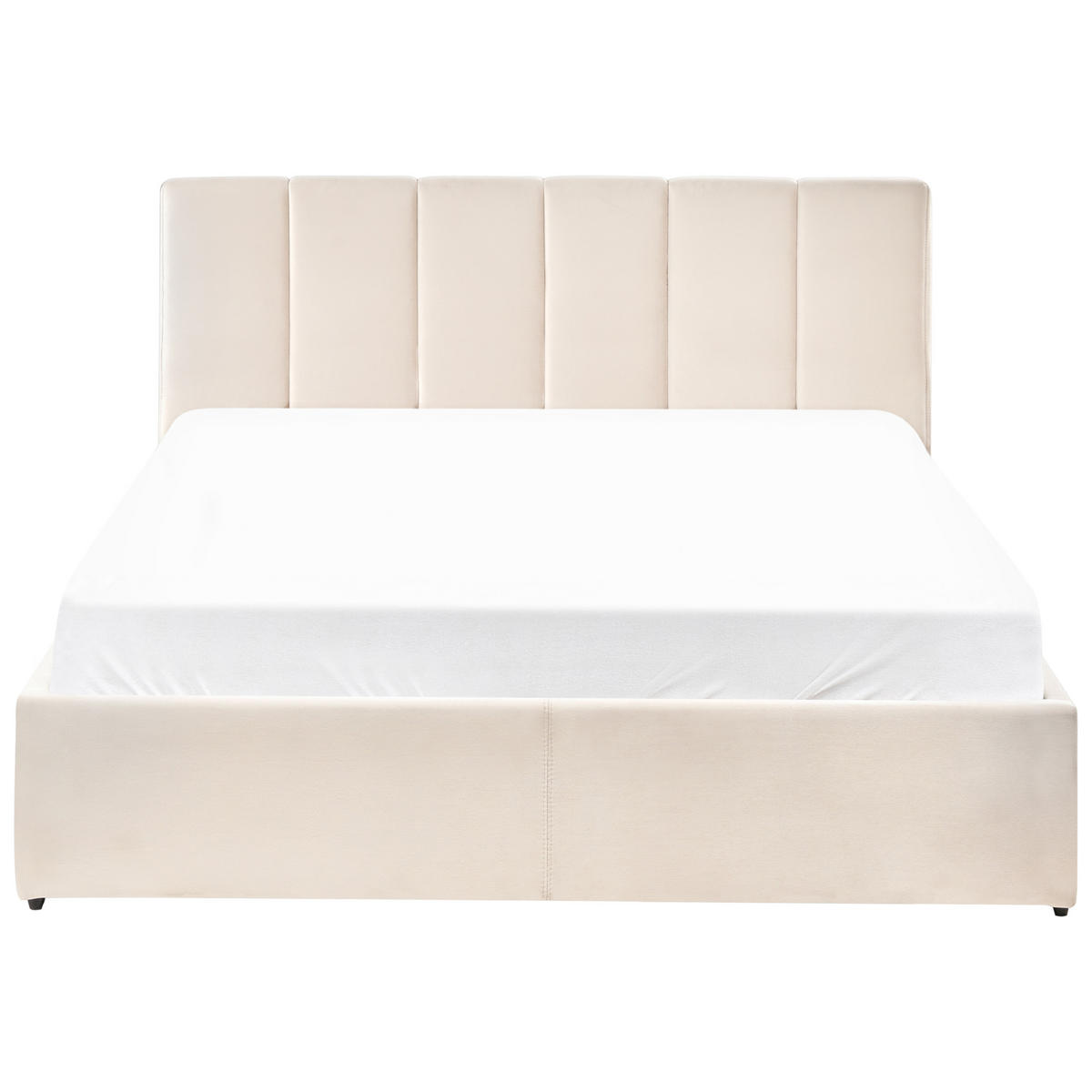 BETT mit Stauraum 140/200 cm Samtstoff Hellbeige Dreux - Beige, Textil (140/200cm) - Beliani