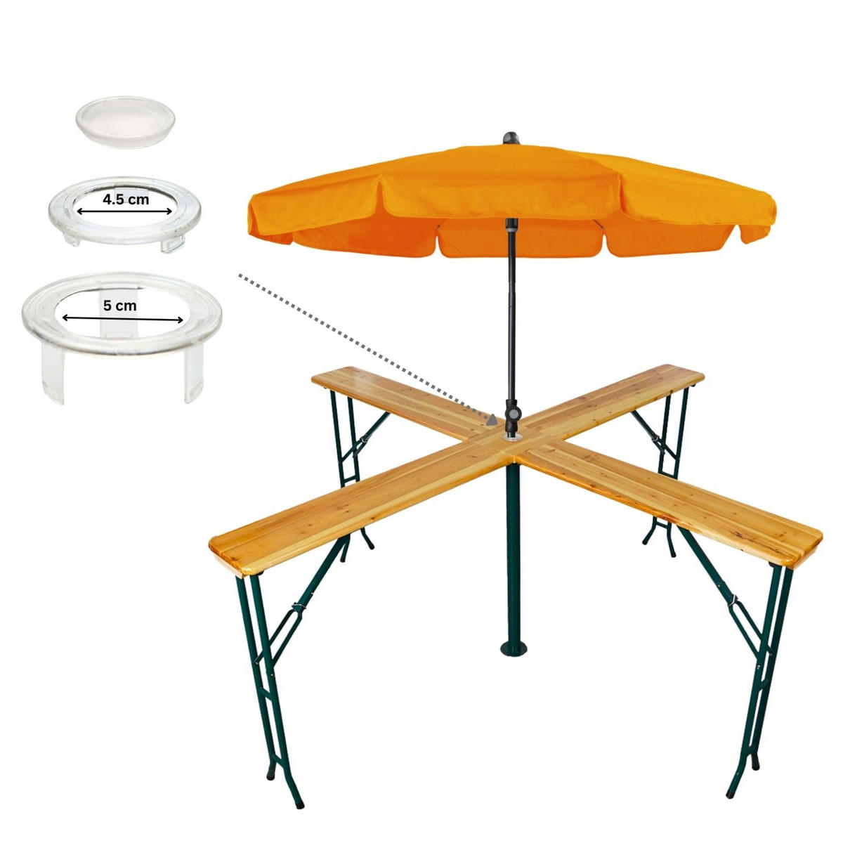 BIERZELTTISCH XXL klappbar 102x240x30cm Holz für 20 Personen - Hellbraun, Holz - CHEFGASTRO