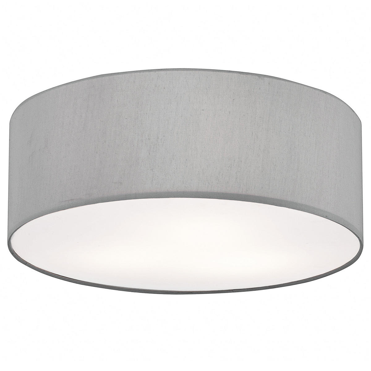 DECKENLEUCHTE - Baumwollstoff / Eisen - 3-flammig - Grau, Glas/Textil (50/50/21cm) - home24