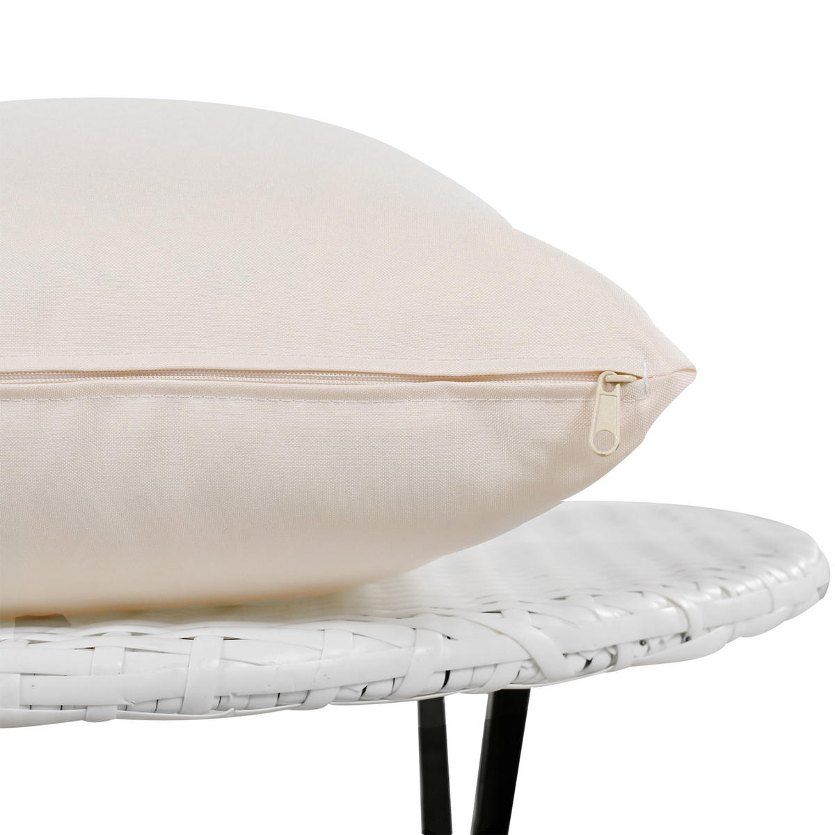 GARTENMUSCHEL aus Rattan & Metall Ø170 cm in Beige mit faltbarem Sonnenschutz - Beige, Metall (170/72/170cm) - Modfu