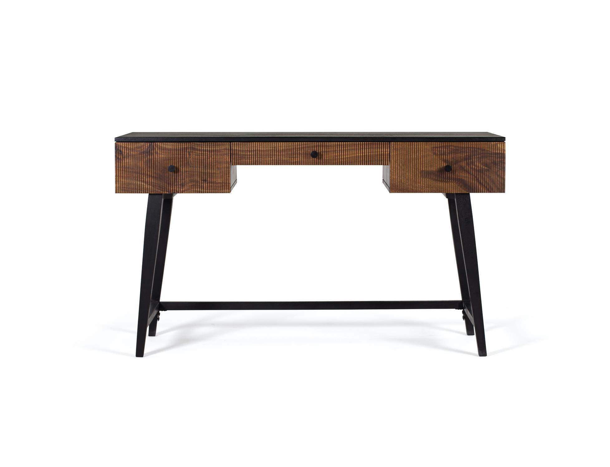 SCHREIBTISCH aus Palisanderholz mit braunen Metallbeinen - Schwarz, Holz (132/50/76cm) - Giner y Colomer