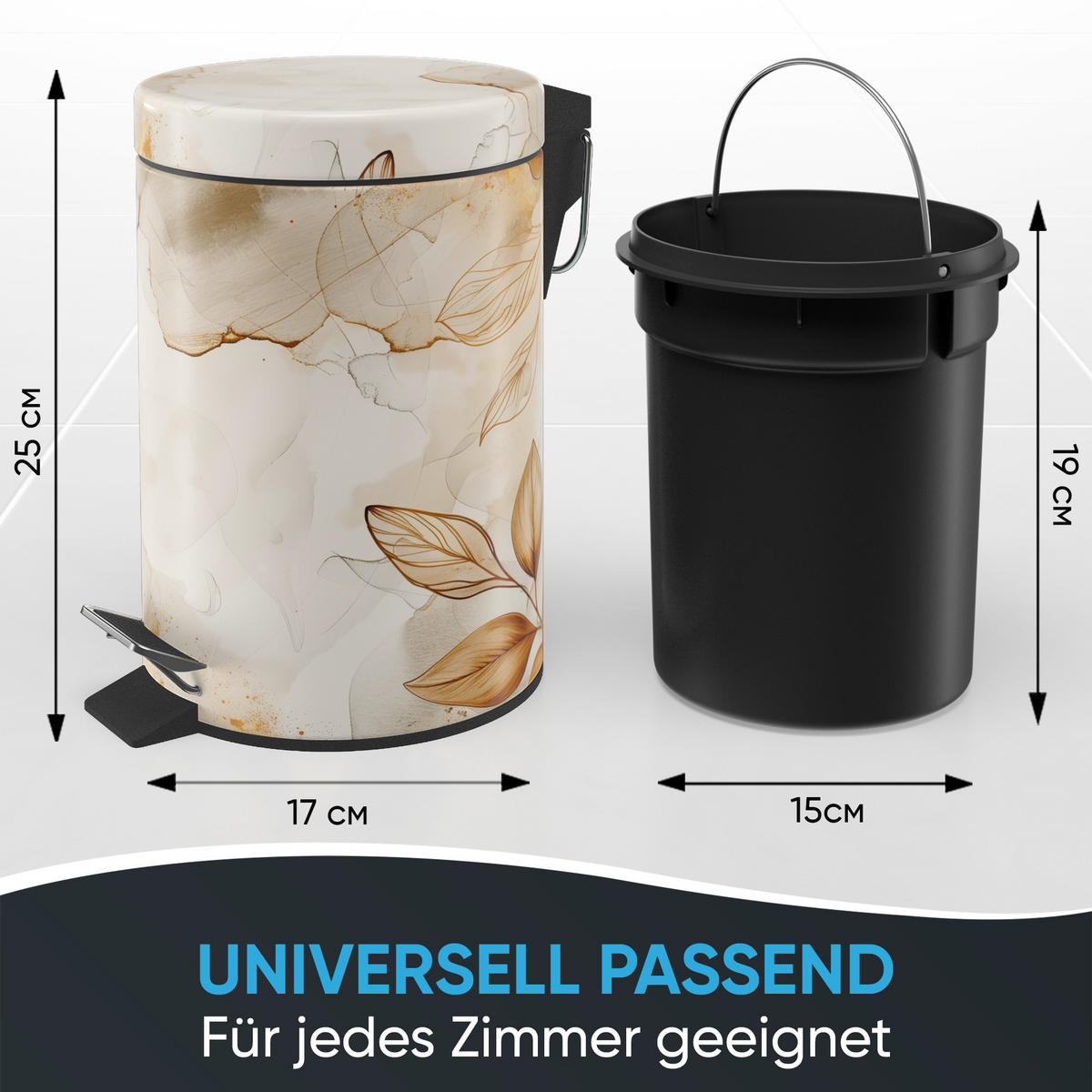 KOSMETIKEIMER Faylora - Beige/Orange, Kunststoff/Metall (17/25/25cm) - Sanilo