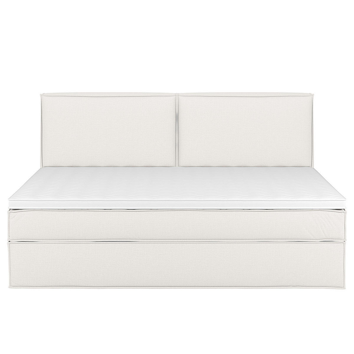 FAMILIENBETT - Boxspringbett - Flachgewebe - Weiß, Textil (240/200cm) - home24
