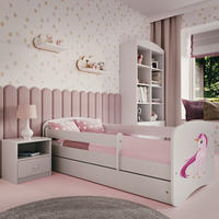 KINDERBETT Einhorn 80x180 cm mit Schublade, Rausfallschutz & Lattenrost, Weiß - Weiß, Holzwerkstoff (80/180cm) - RAUMHIRSCH FURNITURE