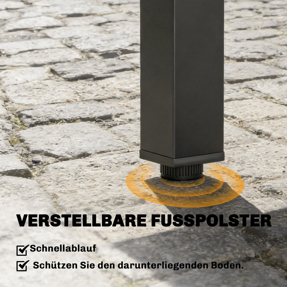 AUSZIEHBARER-GARTENTISCH Aluminium Stahl Schwarz - Schwarz, Metall (160/80/75cm) - Outsunny