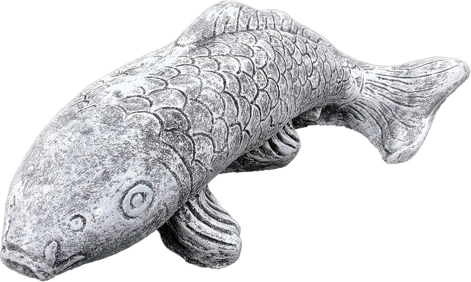 STEINFIGUR Koi gross frostfest massiver Steinguss - Grau, Stein (45/16/22cm) - stoneandstyle